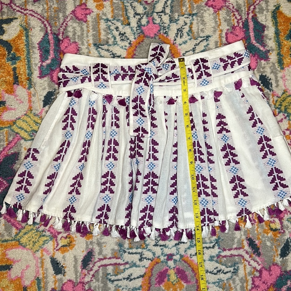 DODO BAR OR Cotton Embroidered Boho Women's Mini Skirt with Tassels Size Small - Picture 7 of 7